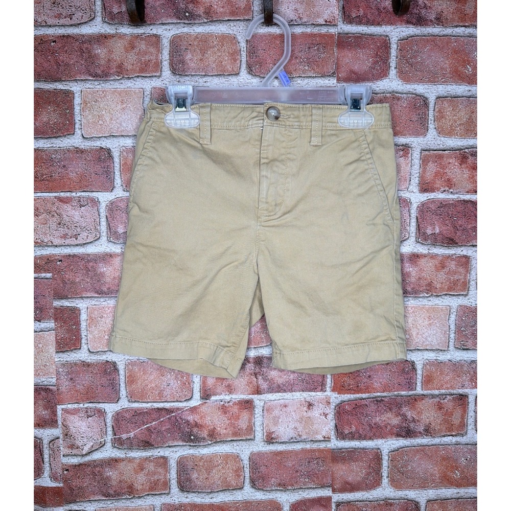 Crown & Ivy Kids Boys Khaki Chino Shorts Tan Twill Flat Front Size 7 Prep School